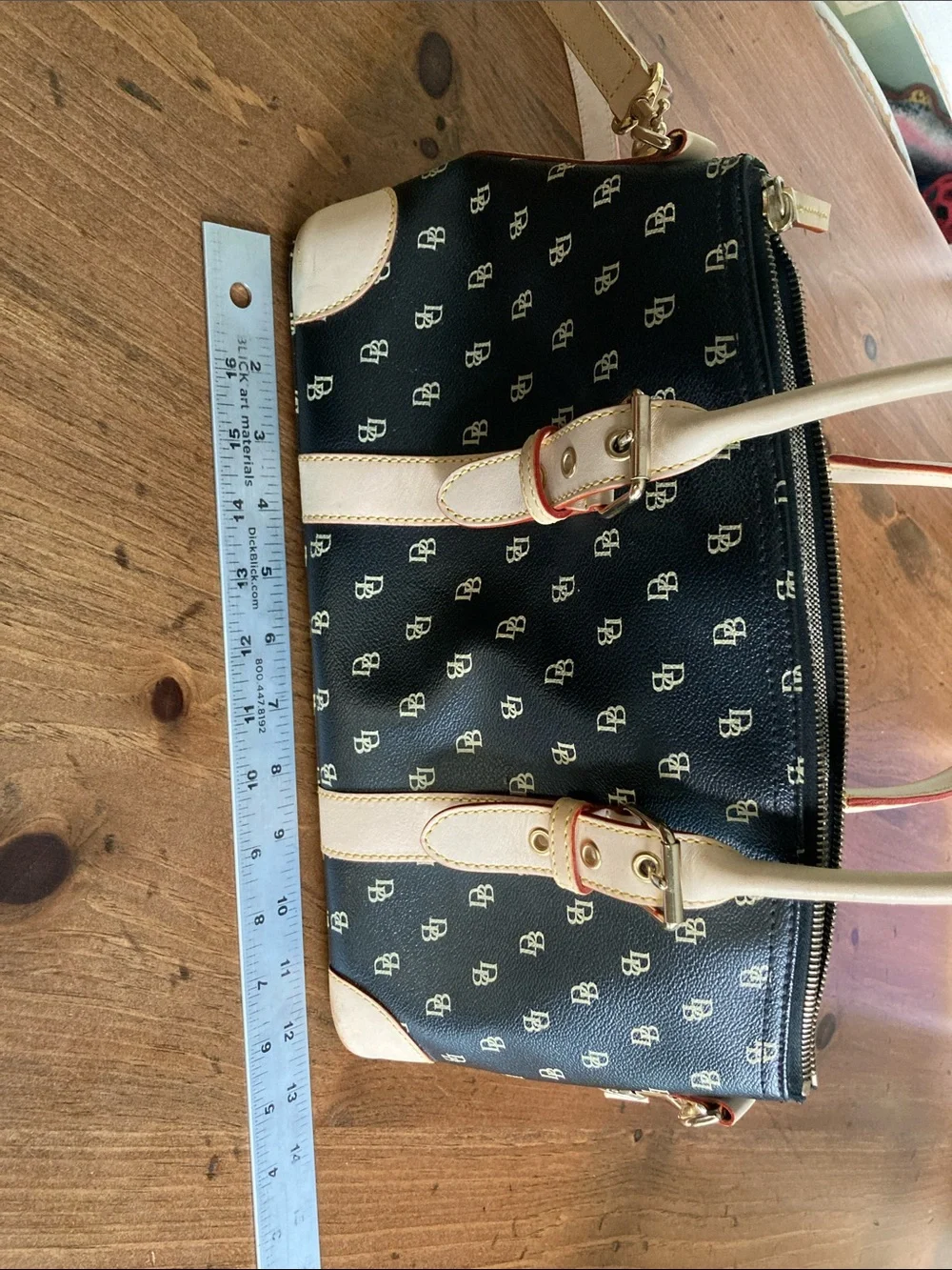 Dooney & Bourke Navy Blue and Cream Logo Satchel